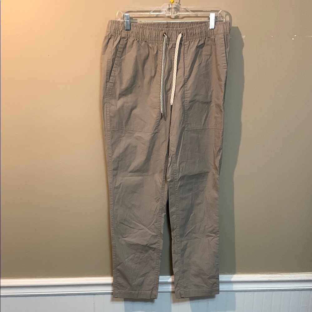 Vuori Men’s Ripstop Elastic Waist Travel Climber Medium Khaki Zip Pocket Pants